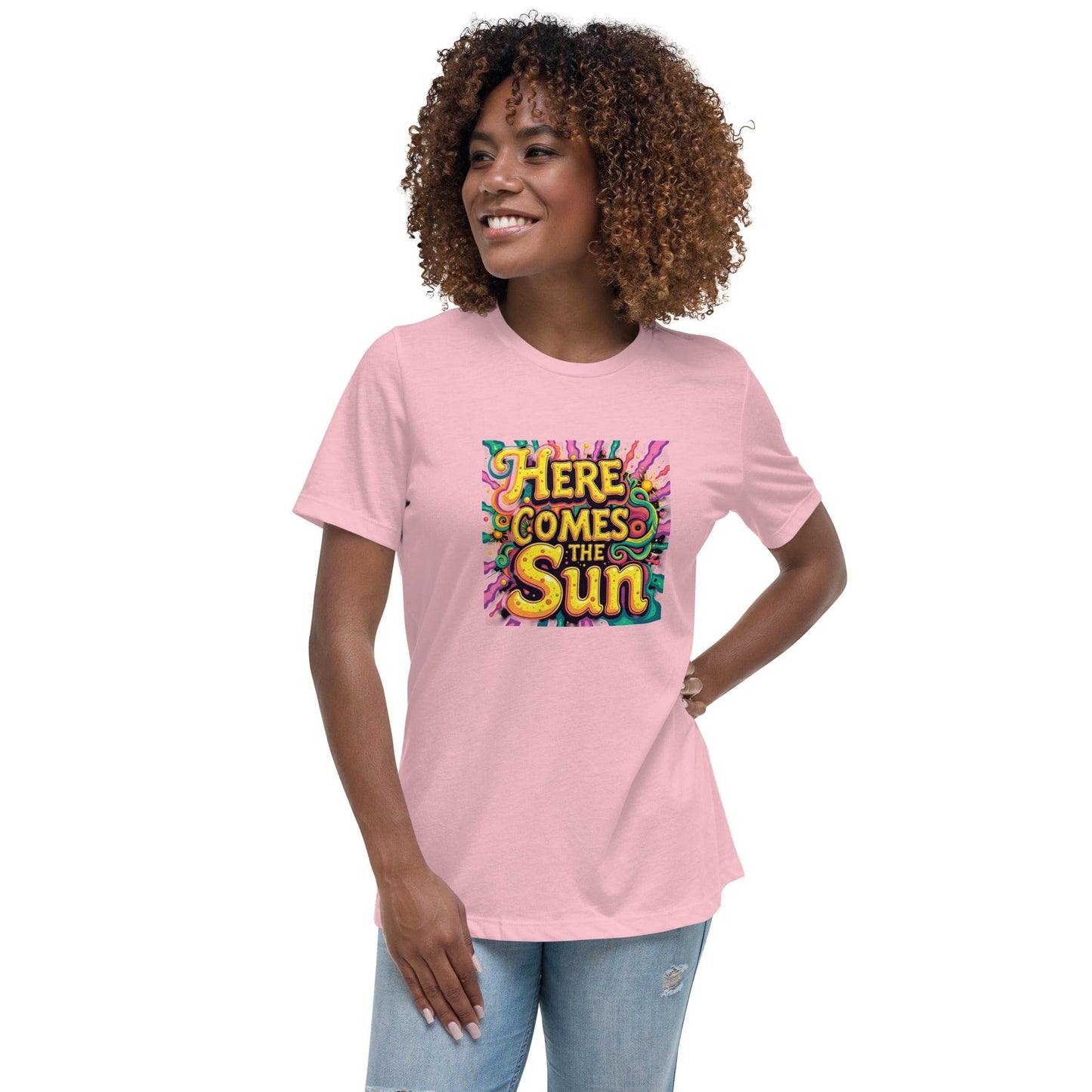 Here Comes the Sun T-Shirt - Retro Psychedelic Graphic Tee | ccanvas - Women’s T-Shirt | Ccanvas