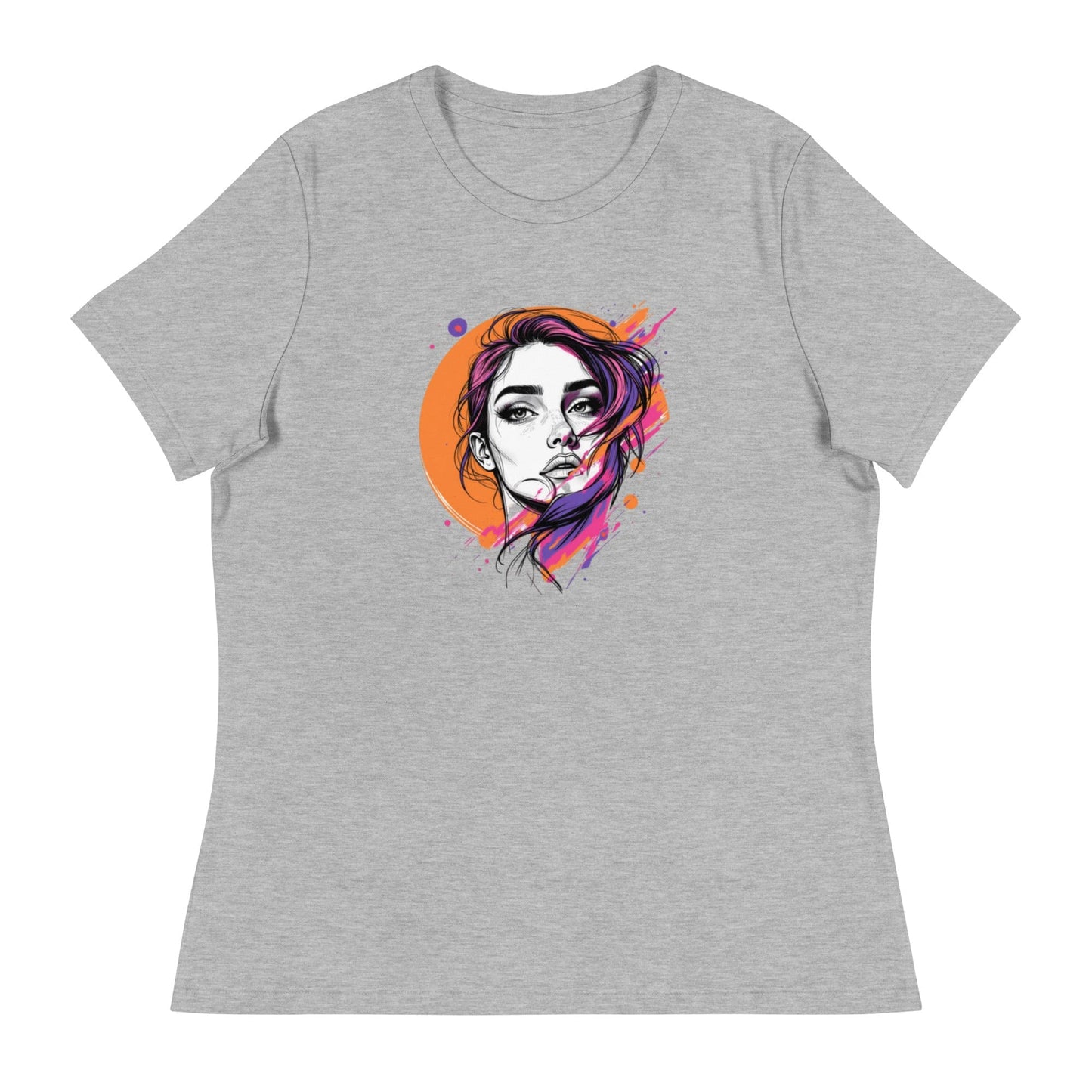 Color Splash – Artistic Women’s Face Illustration T-Shirt | ccanvas - Women's T-Shirts | Ccanvas