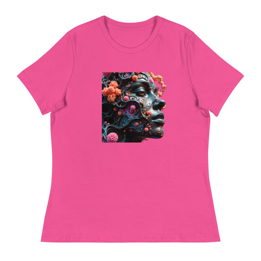 Cosmic Bloom – 3D Surreal Face Art T-Shirt for Women | ccanvas - Women's T-Shirts | Ccanvas