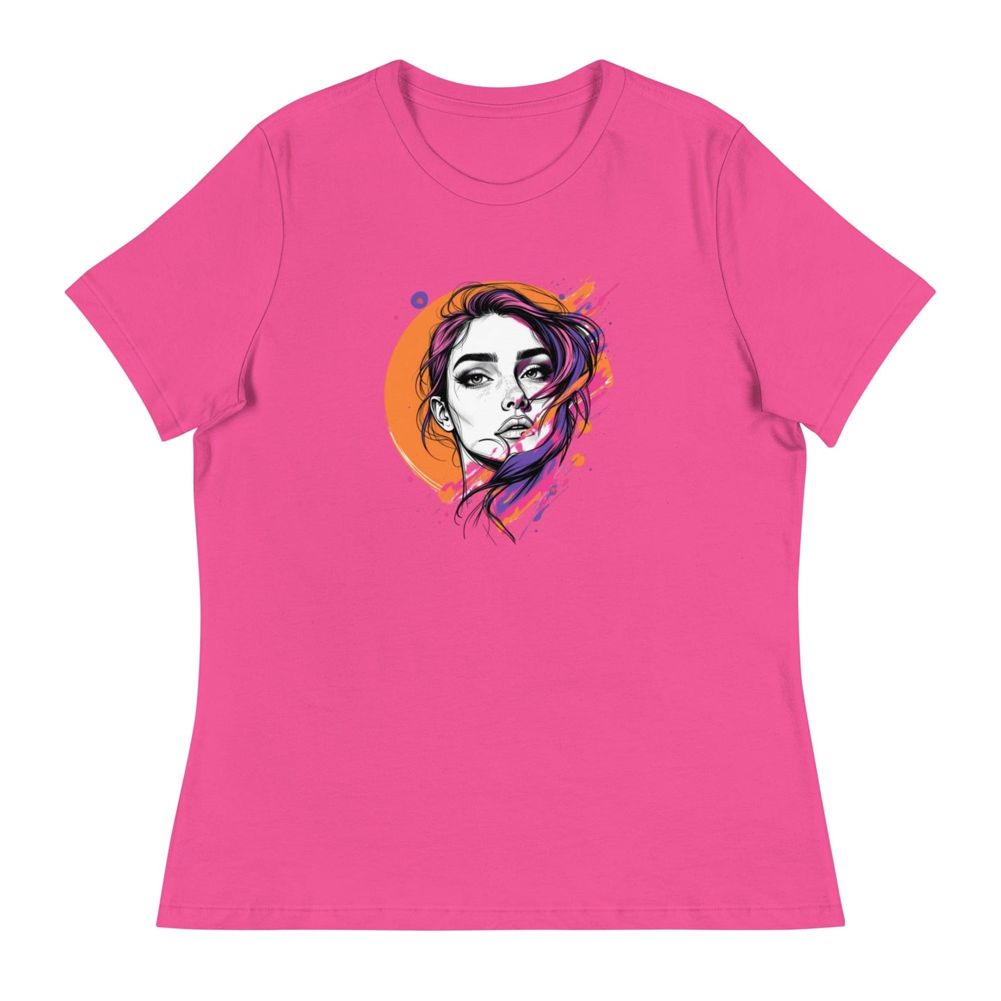 Color Splash – Artistic Women’s Face Illustration T-Shirt | ccanvas - Women's T-Shirts | Ccanvas