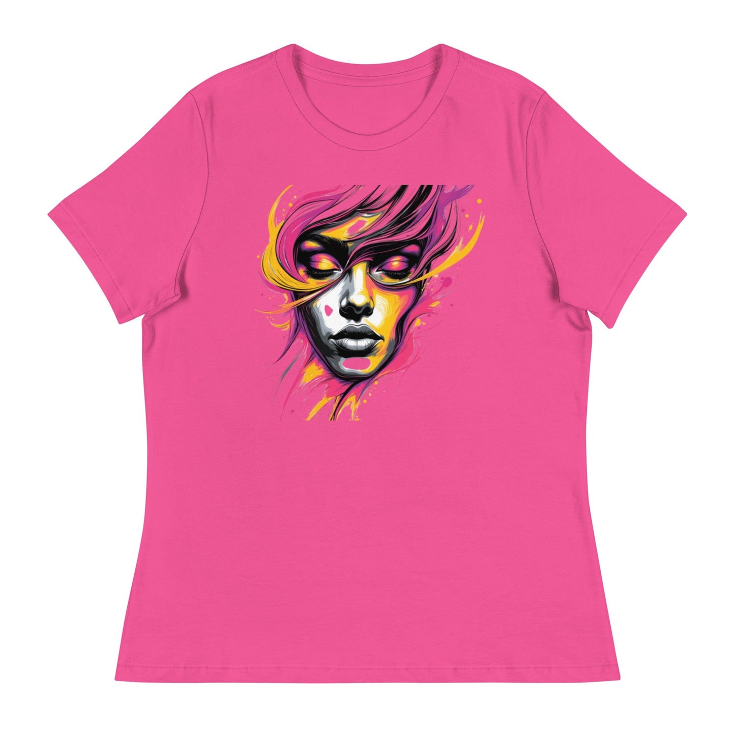 Pink Flame – Bold Face Art Women’s T-Shirt | ccanvas - Women's T-Shirts | Ccanvas