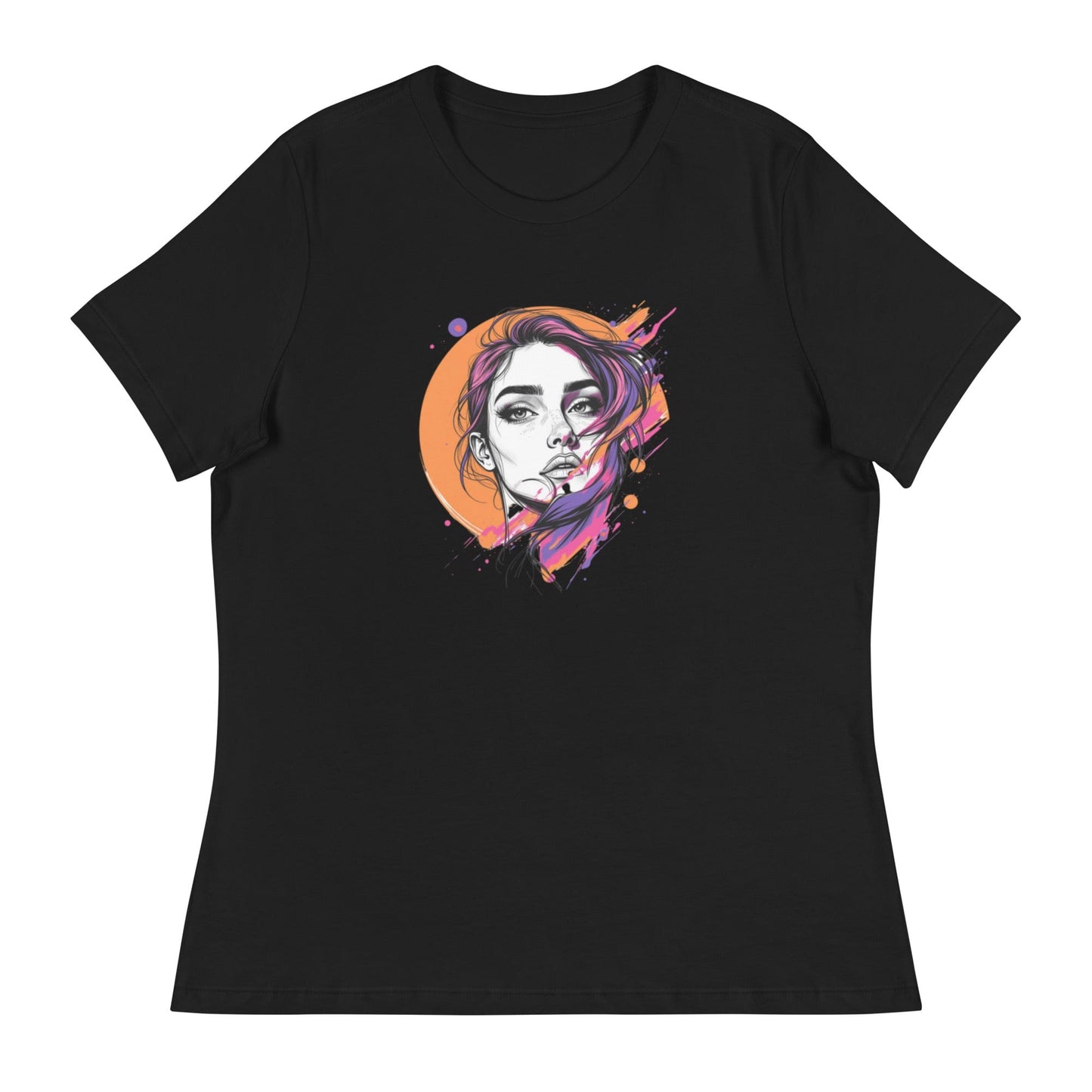 Color Splash – Artistic Women’s Face Illustration T-Shirt | ccanvas - Women's T-Shirts | Ccanvas