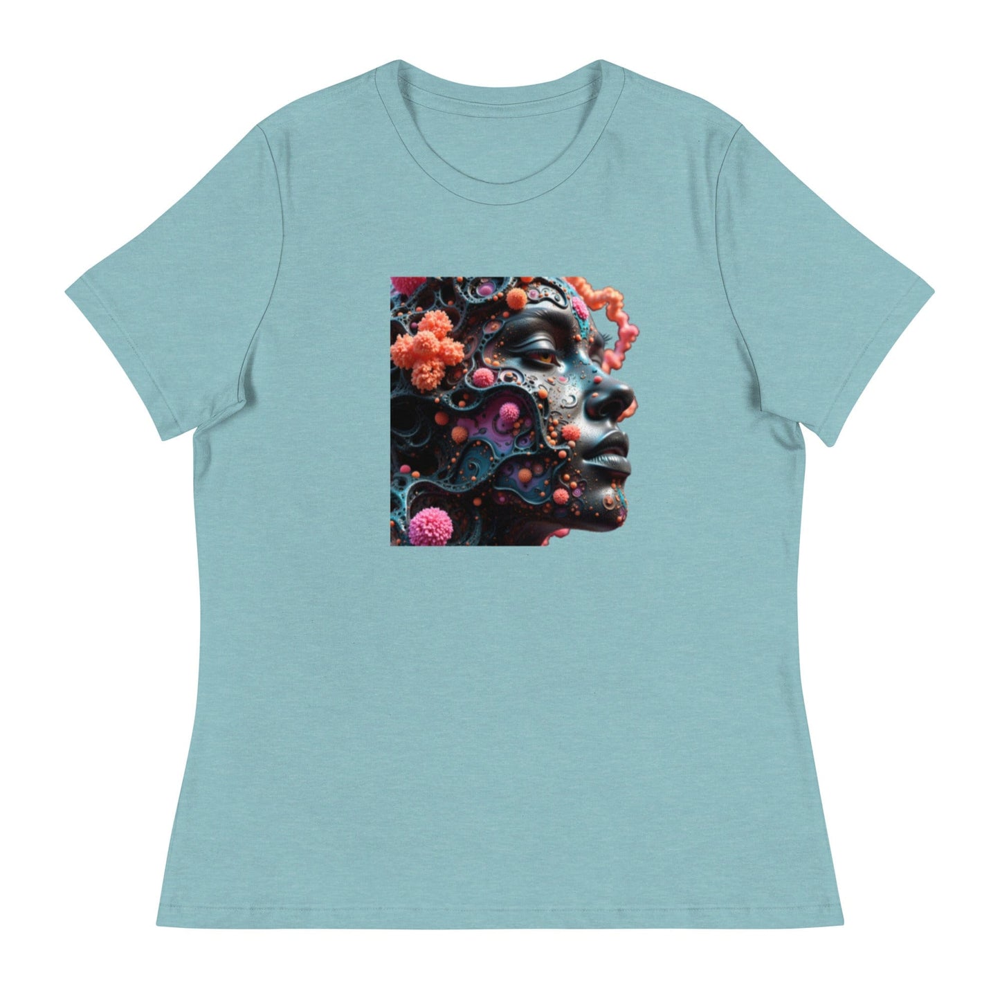 Cosmic Bloom – 3D Surreal Face Art T-Shirt for Women | ccanvas - Women's T-Shirts | Ccanvas