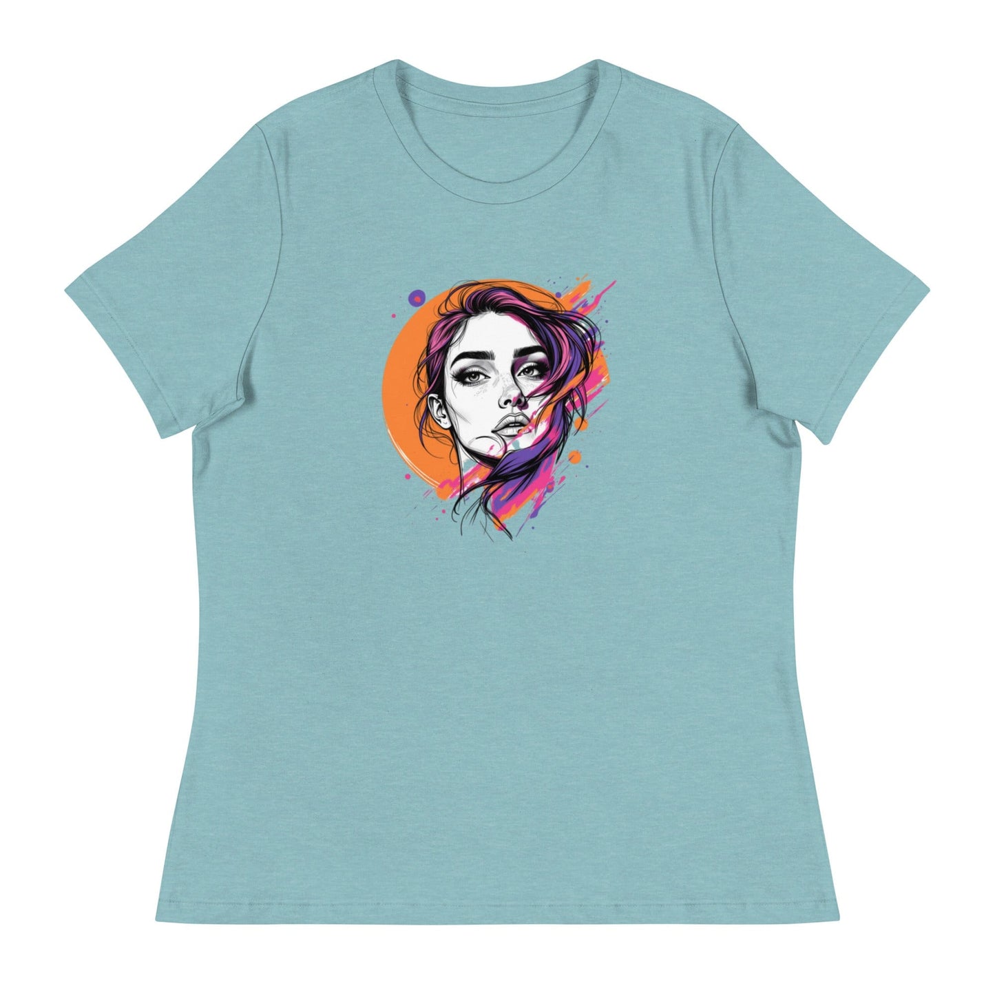 Color Splash – Artistic Women’s Face Illustration T-Shirt | ccanvas - Women's T-Shirts | Ccanvas