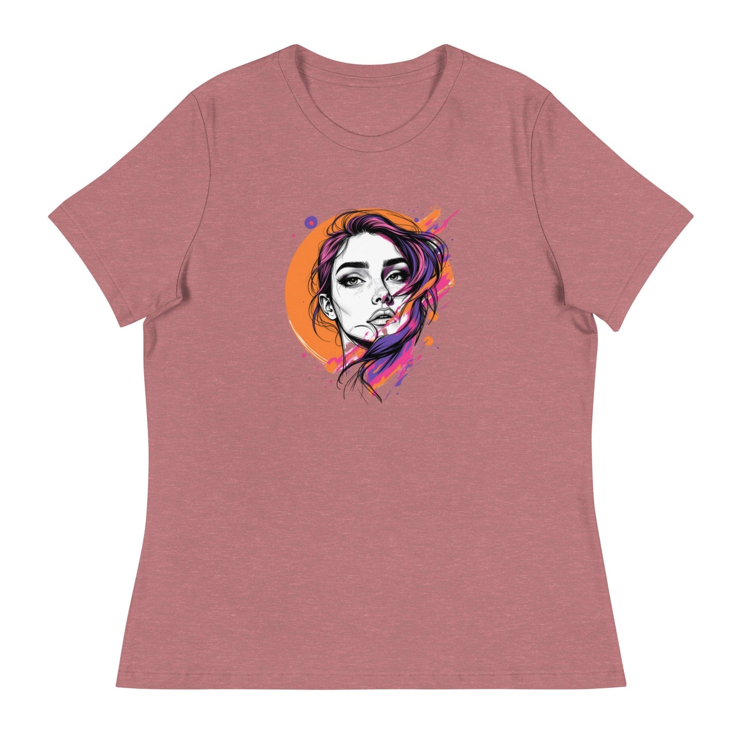 Color Splash – Artistic Women’s Face Illustration T-Shirt | ccanvas - Women's T-Shirts | Ccanvas