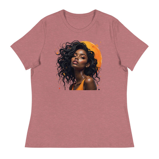 Golden Glow – Afro Beauty Sunset T-Shirt for Women | ccanvas - Women's T-Shirts | Ccanvas