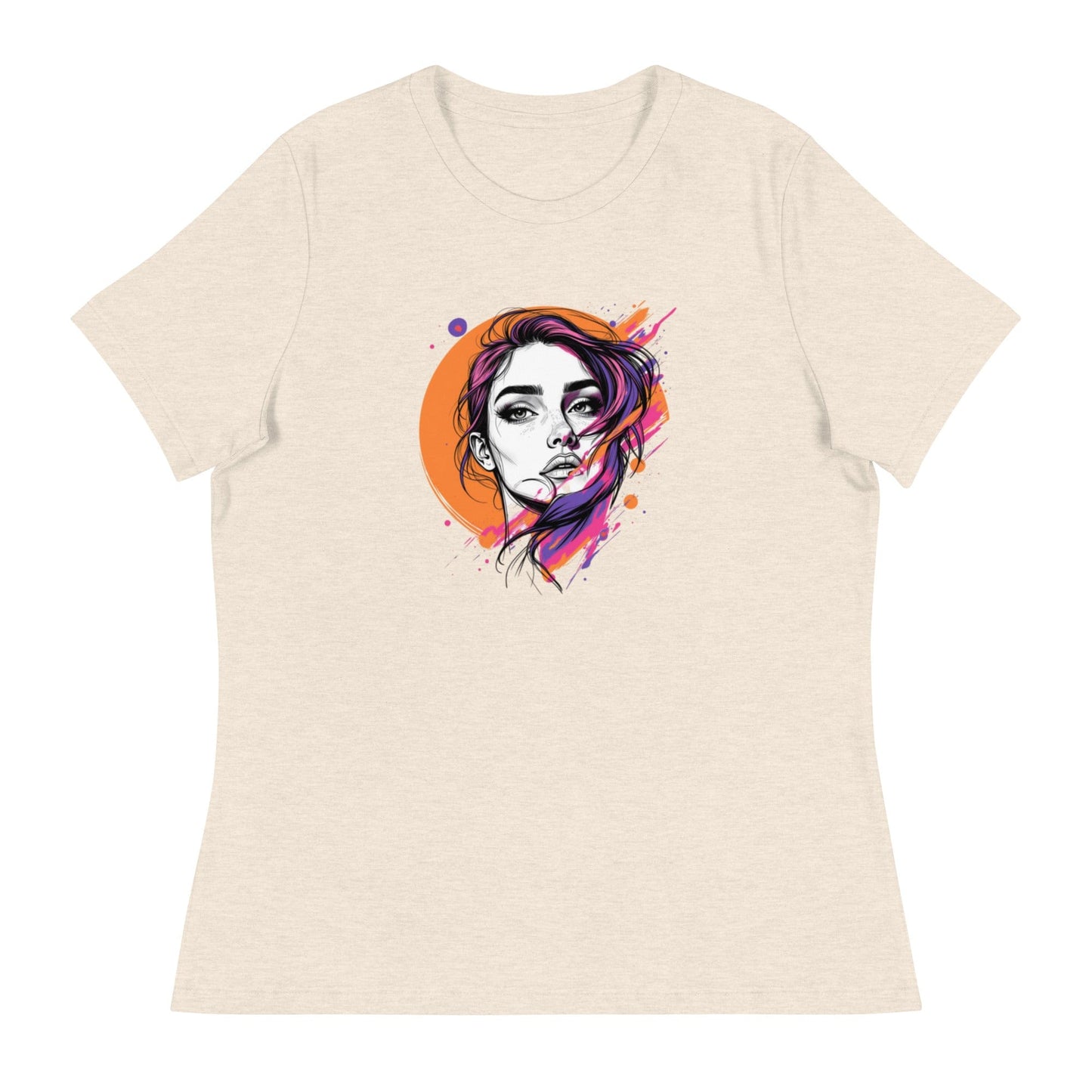 Color Splash – Artistic Women’s Face Illustration T-Shirt | ccanvas - Women's T-Shirts | Ccanvas