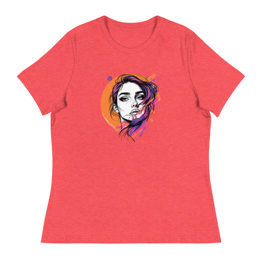 Color Splash – Artistic Women’s Face Illustration T-Shirt | ccanvas - Women's T-Shirts | Ccanvas