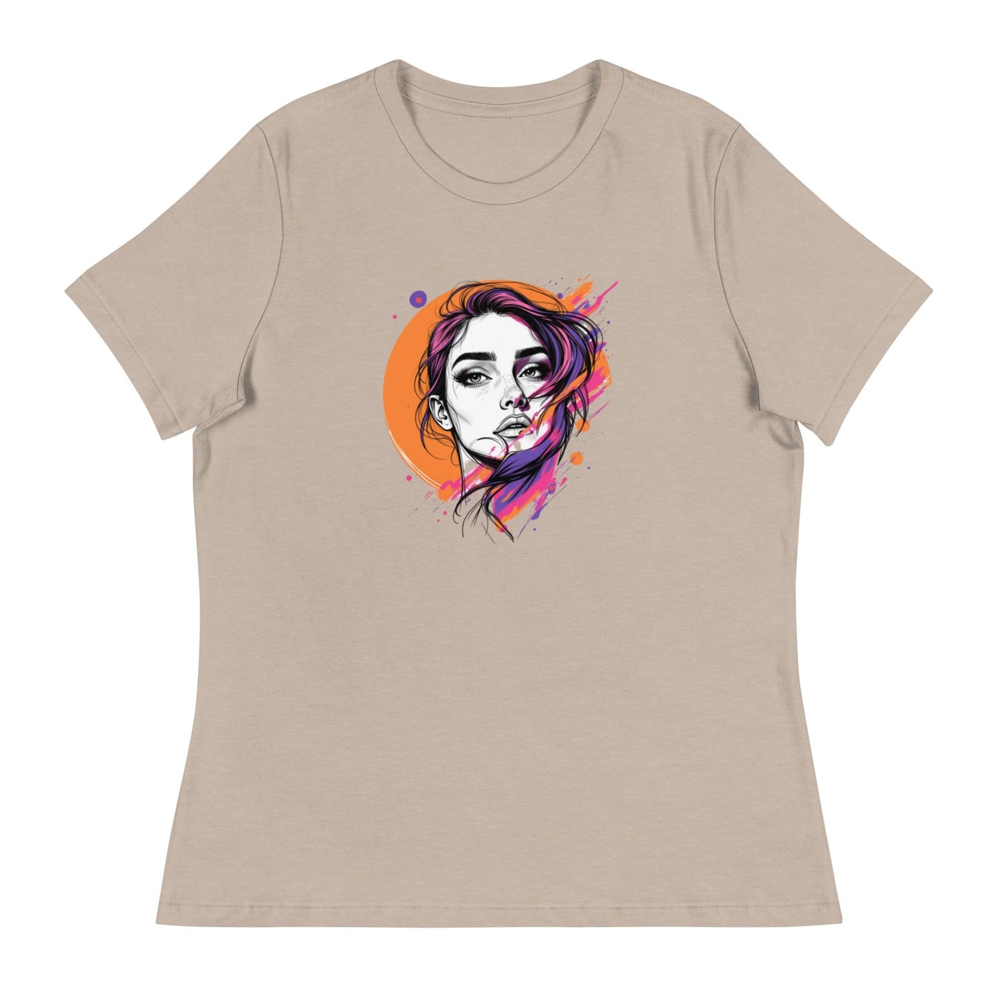 Color Splash – Artistic Women’s Face Illustration T-Shirt | ccanvas - Women's T-Shirts | Ccanvas