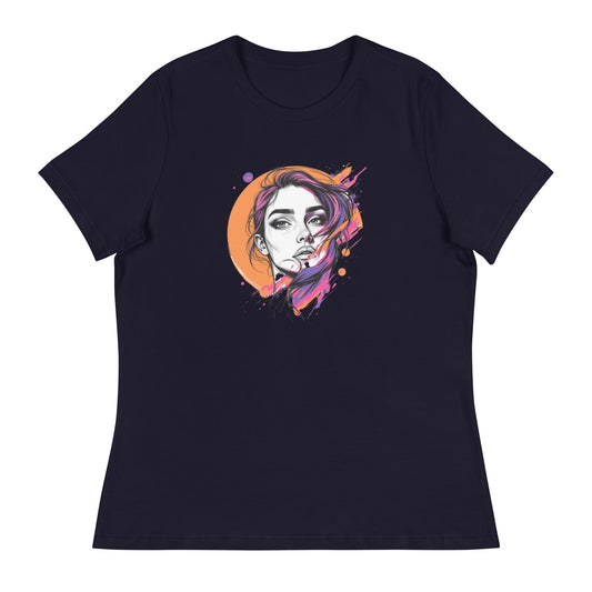 Color Splash – Artistic Women’s Face Illustration T-Shirt | ccanvas - Women's T-Shirts | Ccanvas