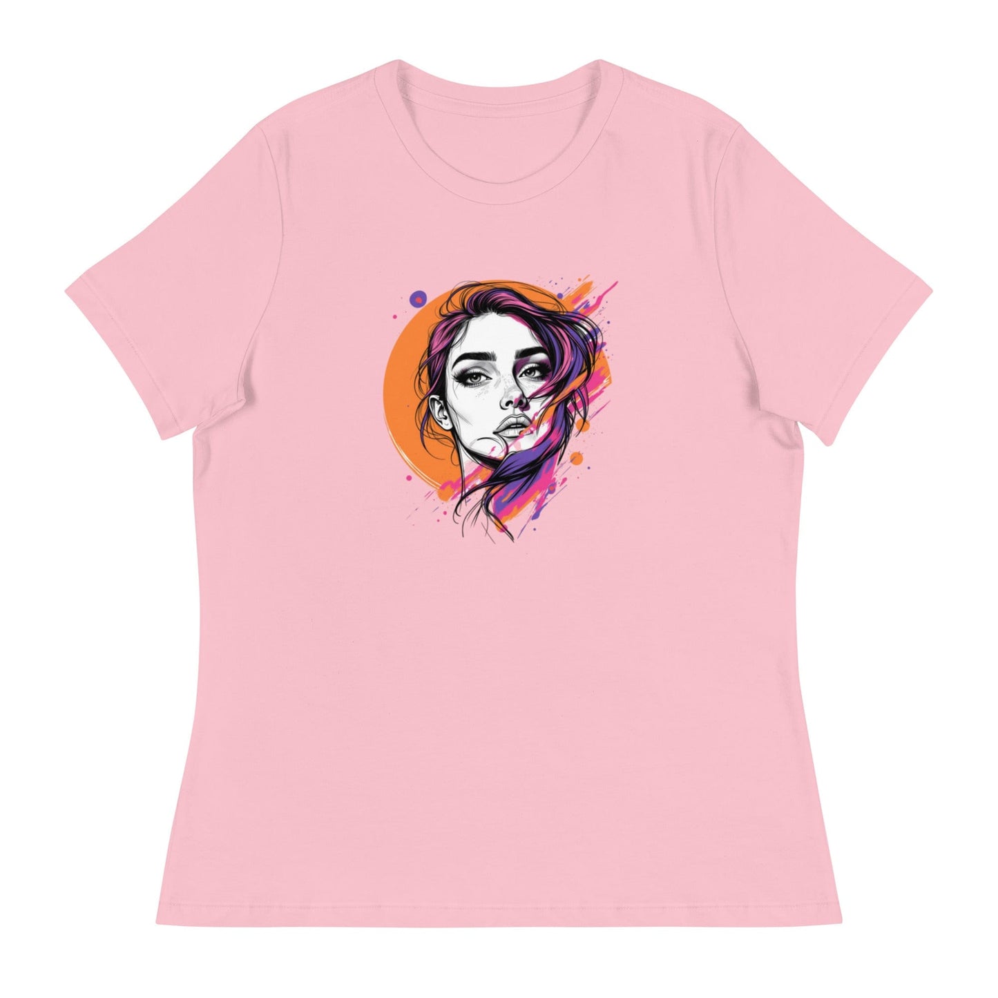 Color Splash – Artistic Women’s Face Illustration T-Shirt | ccanvas - Women's T-Shirts | Ccanvas