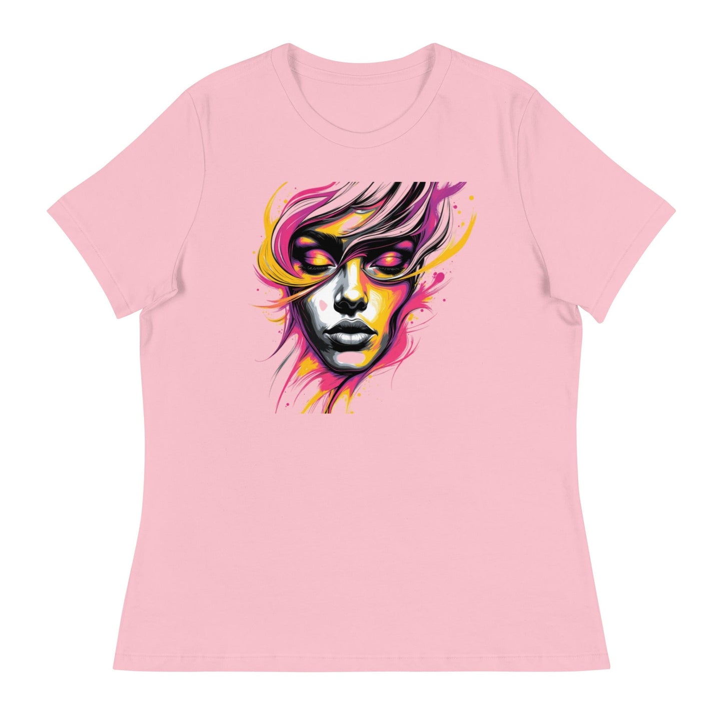 Pink Flame – Bold Face Art Women’s T-Shirt | ccanvas - Women's T-Shirts | Ccanvas