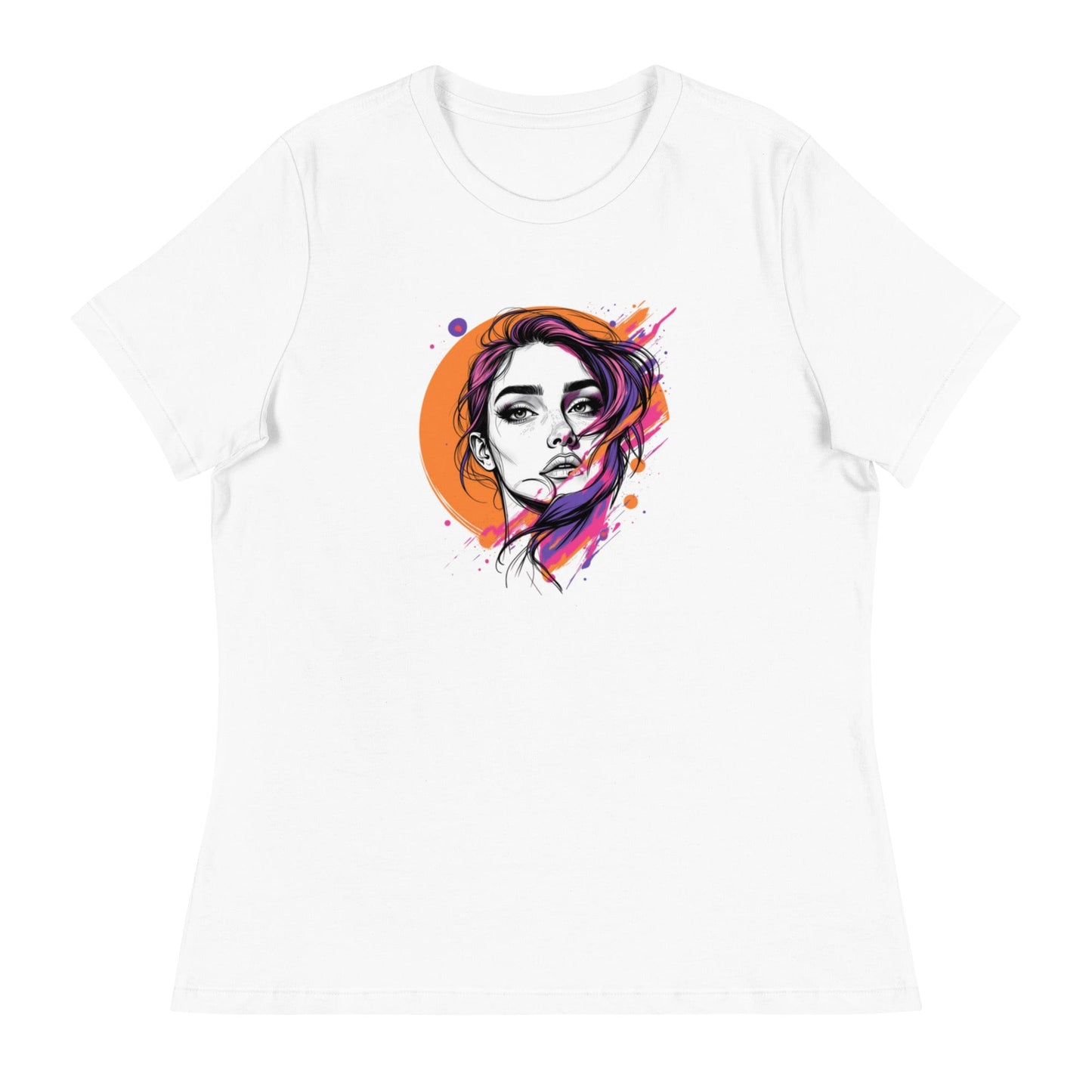 Color Splash – Artistic Women’s Face Illustration T-Shirt | ccanvas - Women's T-Shirts | Ccanvas