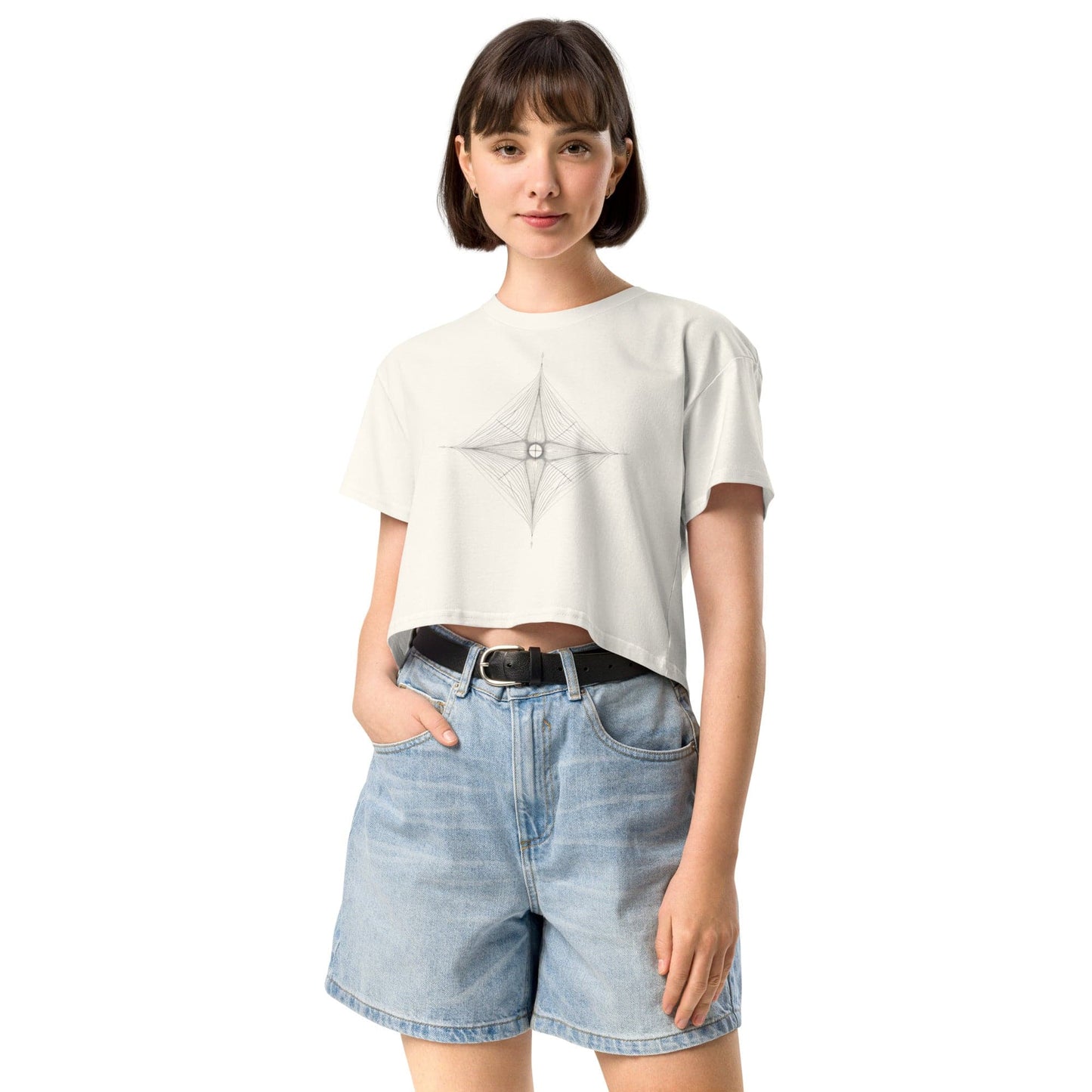 Celestial Balance Crop Top - Sacred Geometry Minimalist Tee | ccanvas - Women’s T-Shirt | Ccanvas
