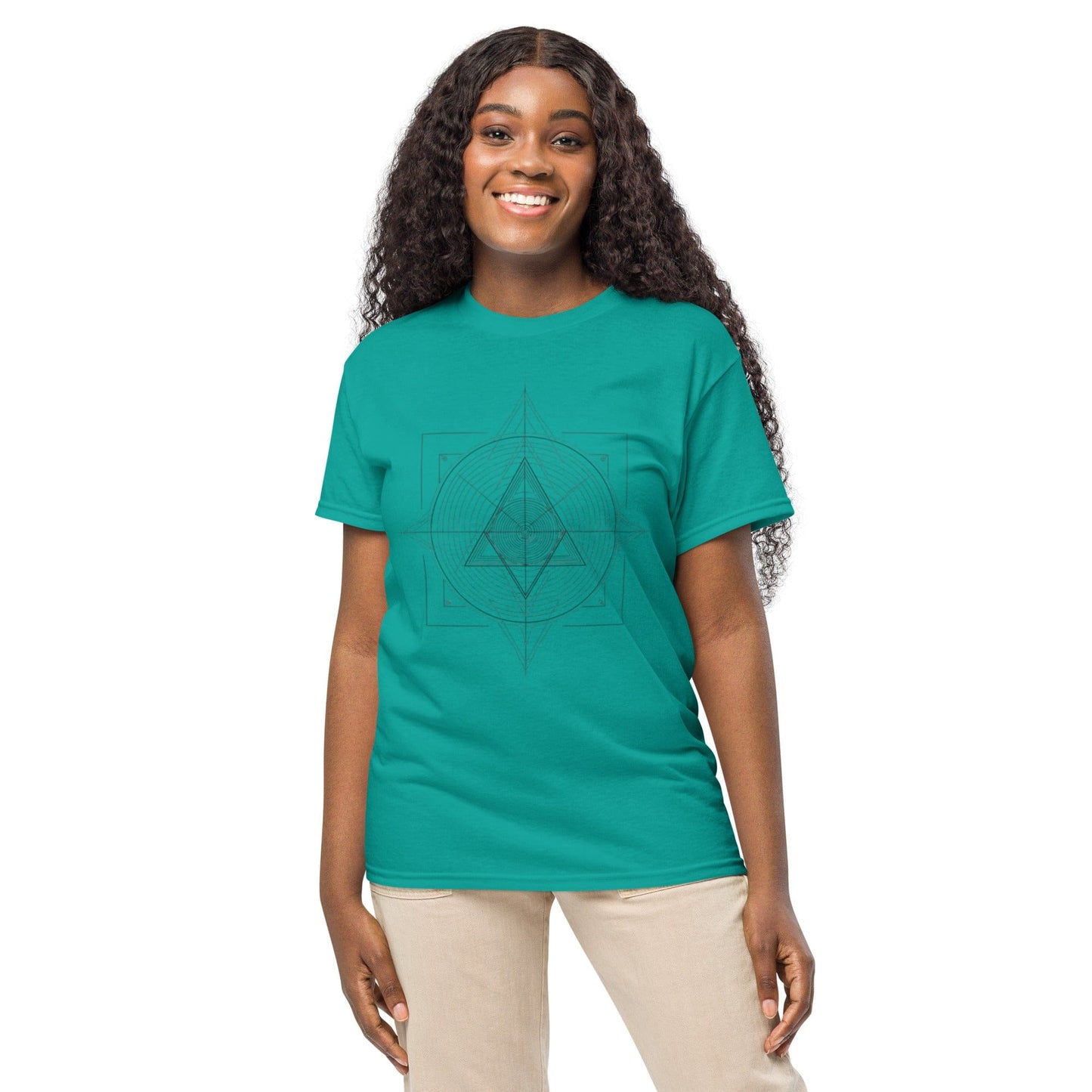 Sacred Geometry Triangle Grid – Women’s Spiritual Graphic Tee | ccanvas - Women’s T-Shirts | Ccanvas