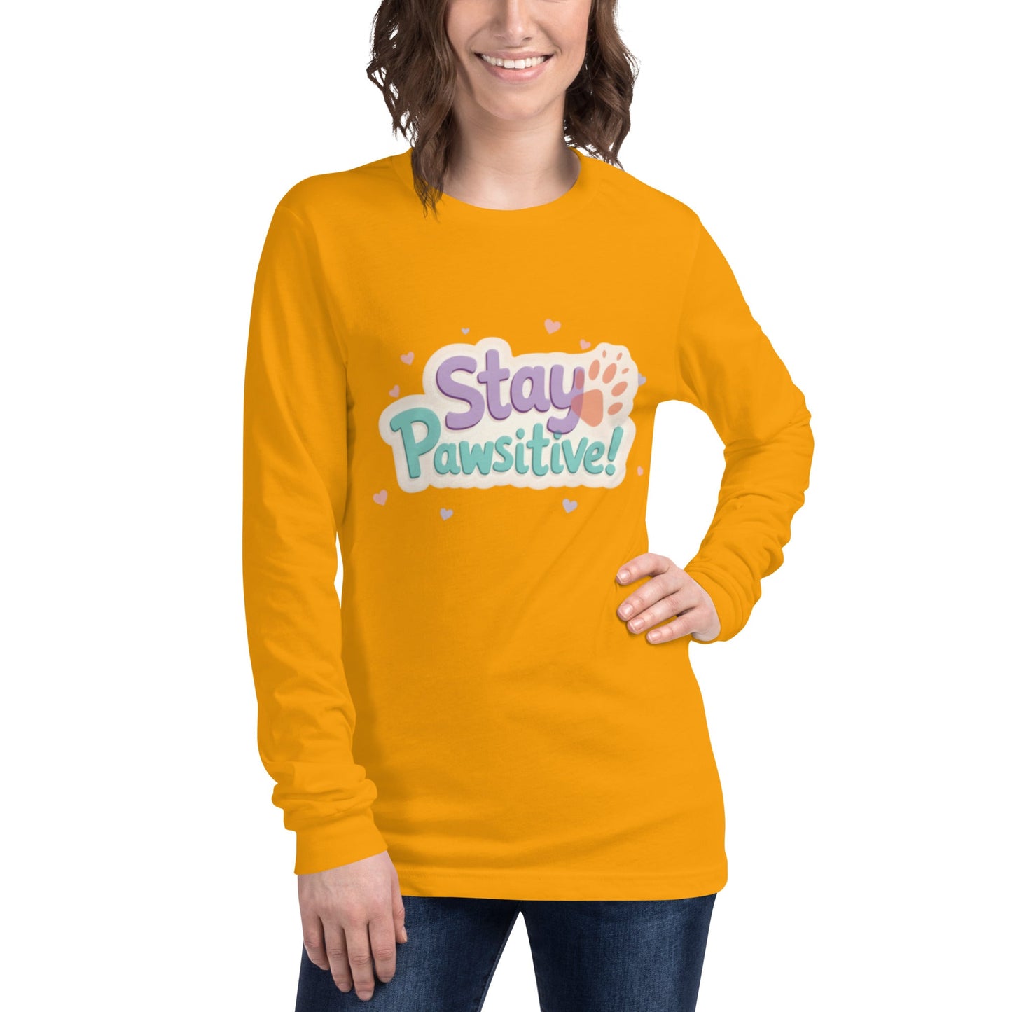 Stay Pawsitive Long - Sleeve Shirt - Cute Dog Lover Tee - T-Shirt | Ccanvas