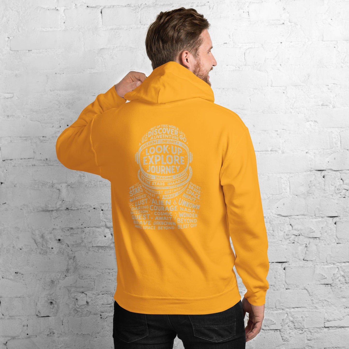 Explore Word Cloud Hoodie – Space - Inspired Typography Design for Adventurers | ccanvas - Hoodies & Sweatshirts | Ccanvas