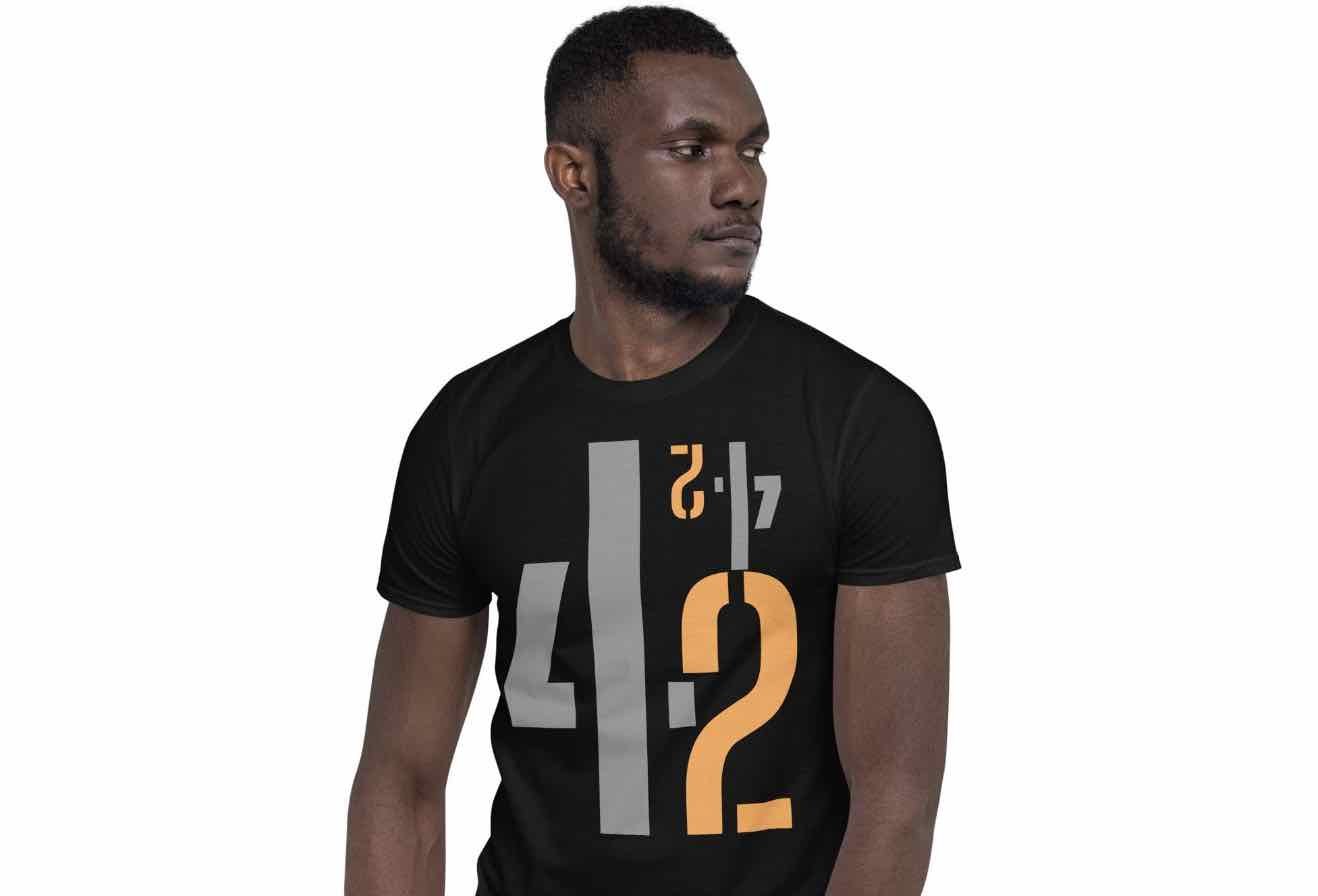 Men’s black graphic T-shirt with bold 42 print – statement streetwear fashion by ccanvas
