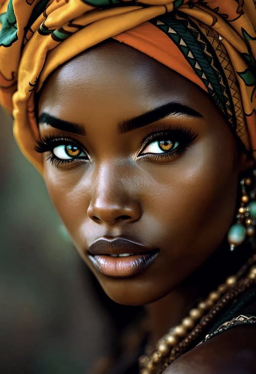 Digital portrait of a Black woman in headwrap – new arrivals collection by ccanvas