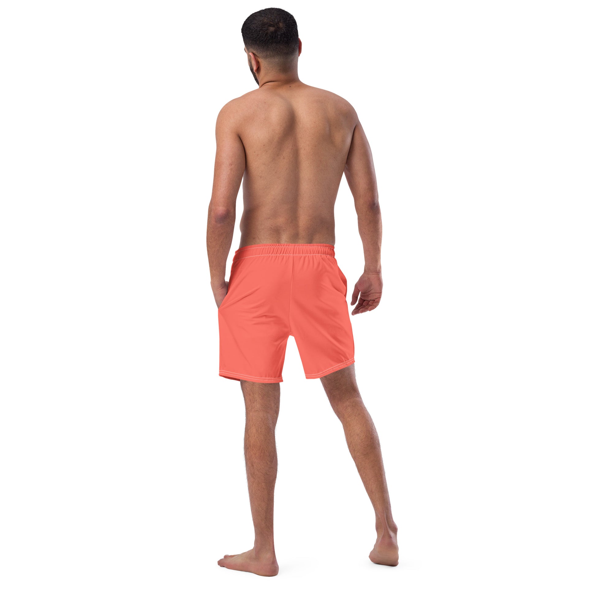 Rear view of quick-drying Crimson Pulse boardshorts showing the reinforced stitching and durable construction by CCANVAS.
