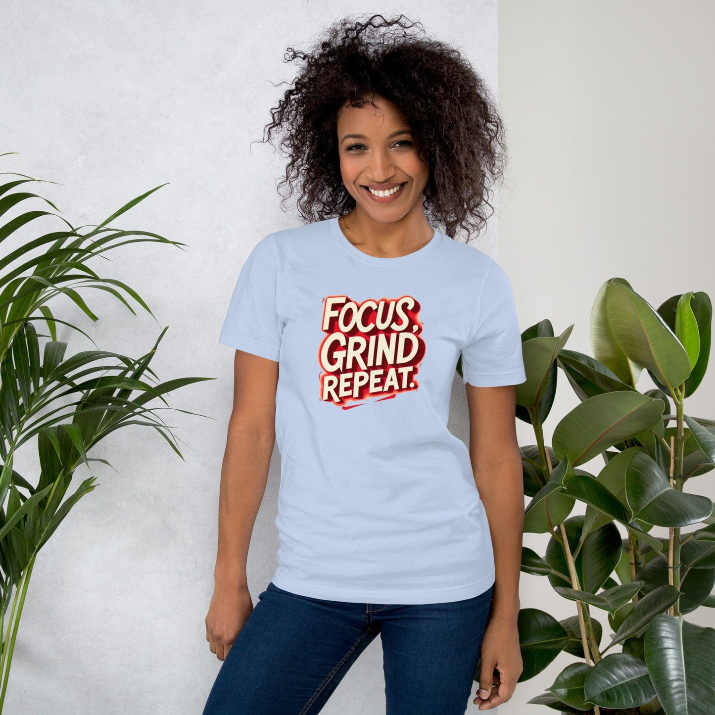 Focus Grind Repeat T-Shirt - Motivational Graphic Tee | ccanvas - Women’s T-Shirt | Ccanvas