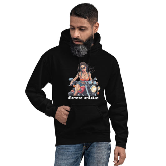 Free Ride Hoodie – Bold Biker Girl Graphic Sweatshirt | ccanvas - Unisex Hoodie | Ccanvas
