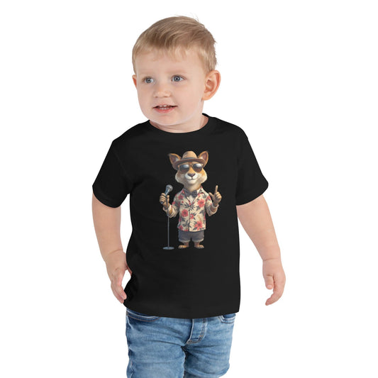 Funny Cartoon Dog Toddler T-Shirt with Mic & Sunglasses | ccanvas - Toddler T-Shirts | Ccanvas