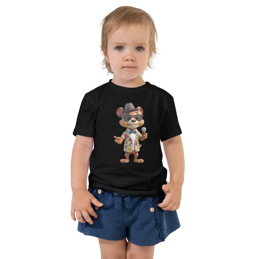 Cool Cartoon Bear Toddler T-Shirt with Sunglasses, Hat & Microphone | ccanvas - Kids T-Shirts | Ccanvas