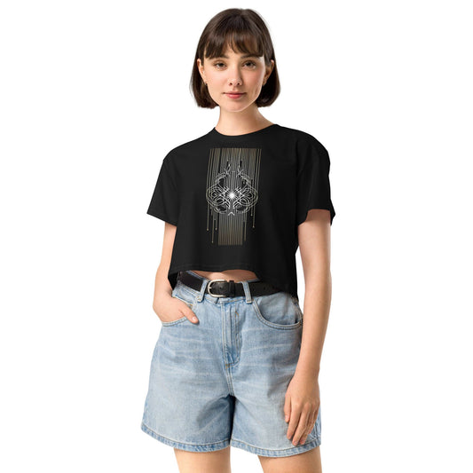 Ethereal Lines Crop Top - Sacred Geometry Minimalist Tee | ccanvas - Women’s T-Shirt | Ccanvas