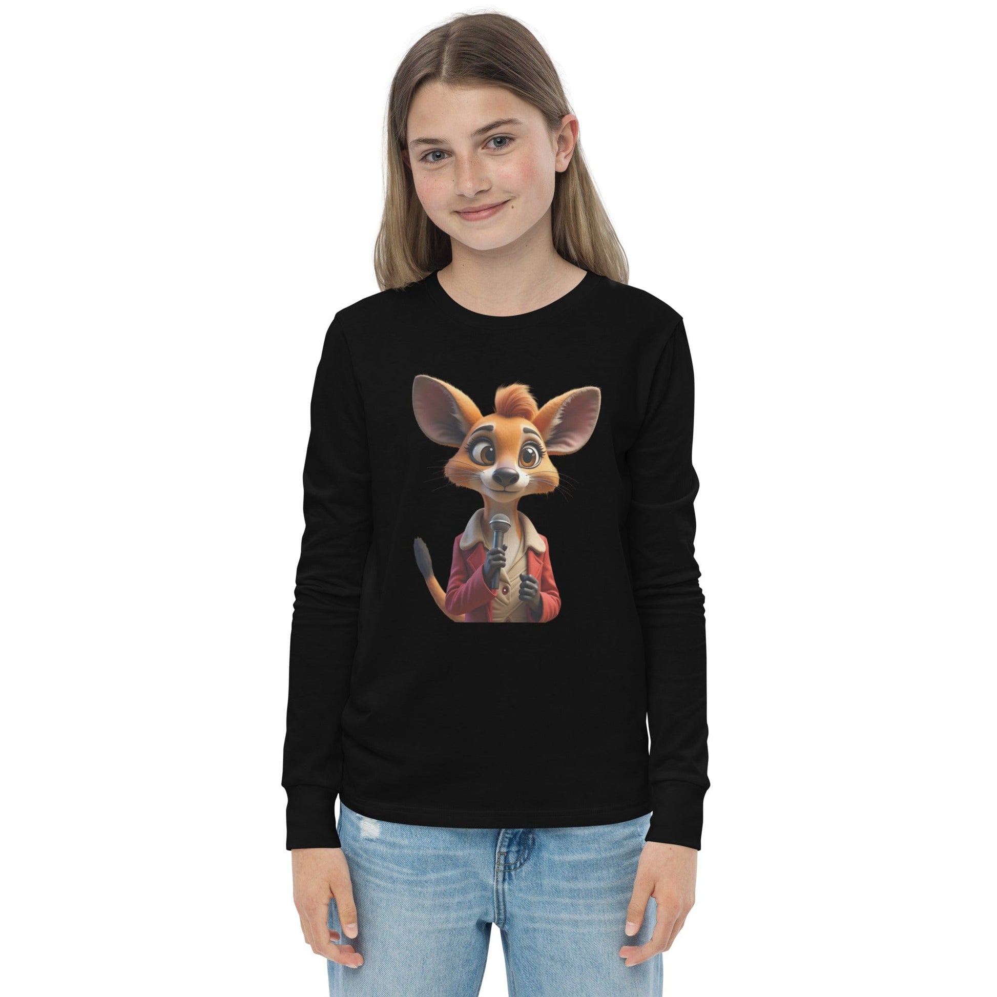 Cute Cartoon Mouse Girls Long Sleeve T-Shirt with Microphone | ccanvas - Long Sleeve Girls T-Shirts | Ccanvas