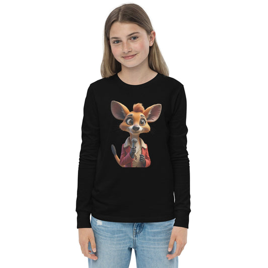 Cute Cartoon Mouse Girls Long Sleeve T-Shirt with Microphone | ccanvas - Long Sleeve Girls T-Shirts | Ccanvas