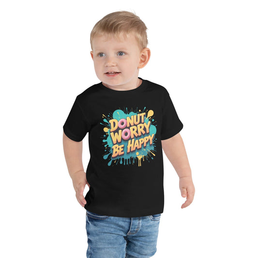 Donut Worry Be Happy Kids T-Shirt – Funny Food Graphic Tee for Boys & Girls | ccanvas - Toddler T-Shirt | Ccanvas