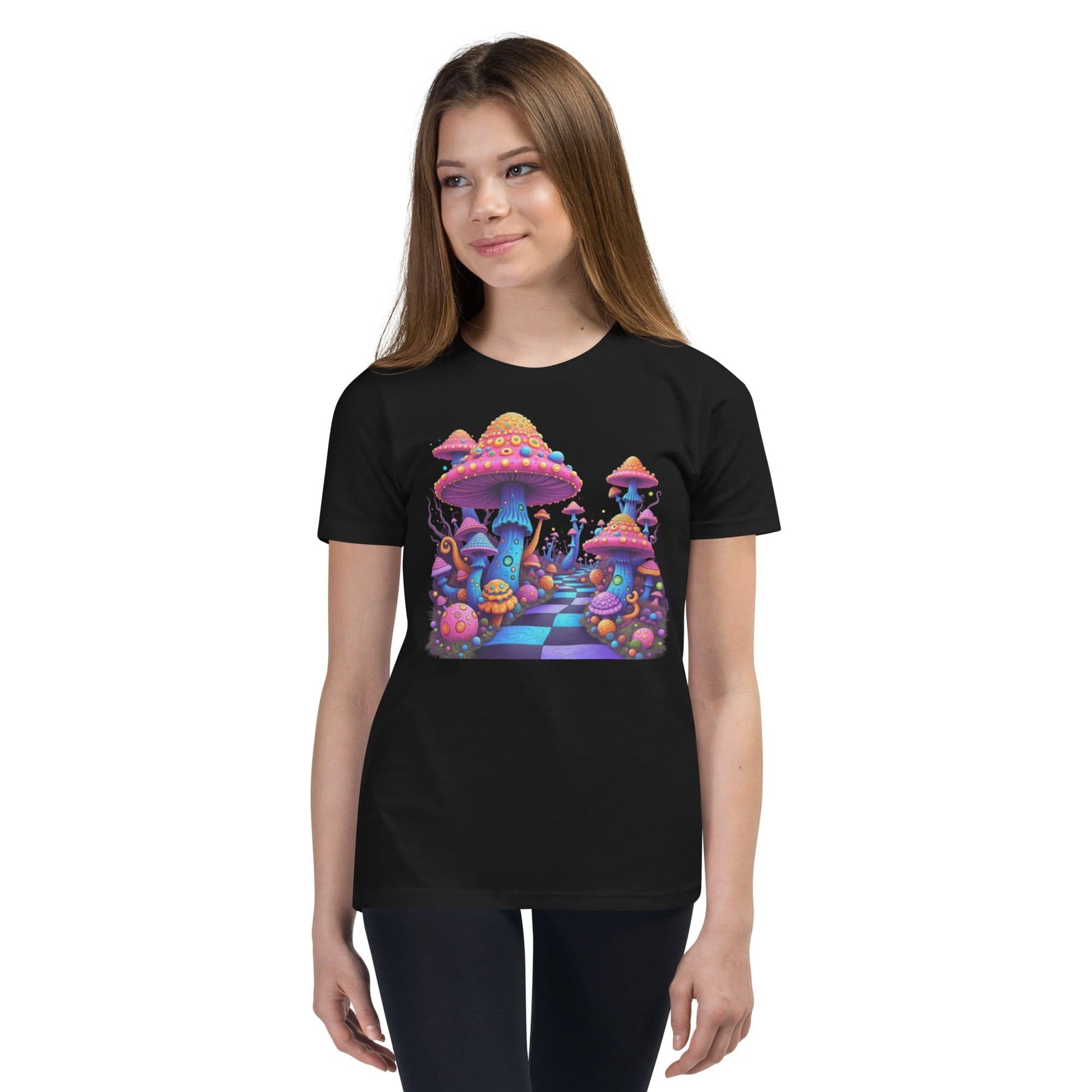 Fantasy Mushroom World Girls Graphic T-Shirt | ccanvas - Girls’ T-Shirts | Ccanvas