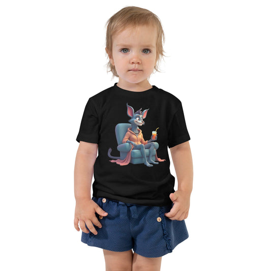 Funny Superhero Dog Toddler T-Shirt with Cape & Armchair Design | ccanvas - Kids T-Shirts | Ccanvas