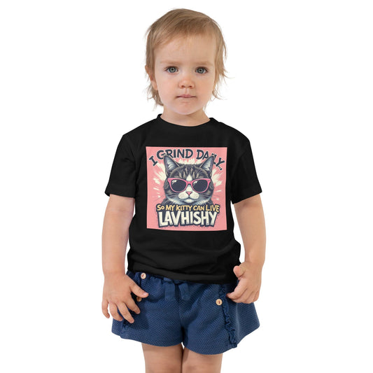 I Grind Daily So My Kitty Can Live Lavishly Toddler Shirt – Funny Cat Graphic Tee | ccanvas - Toddler T-Shirt | Ccanvas
