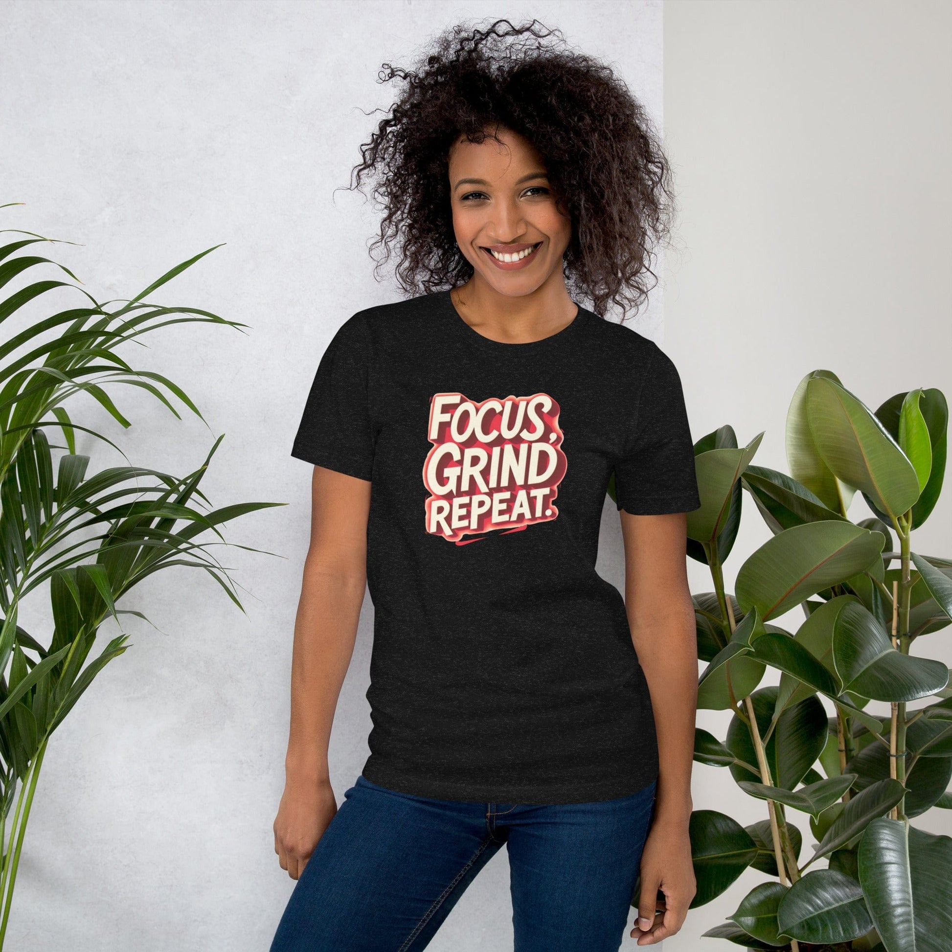 Focus Grind Repeat T-Shirt - Motivational Graphic Tee | ccanvas - Women’s T-Shirt | Ccanvas