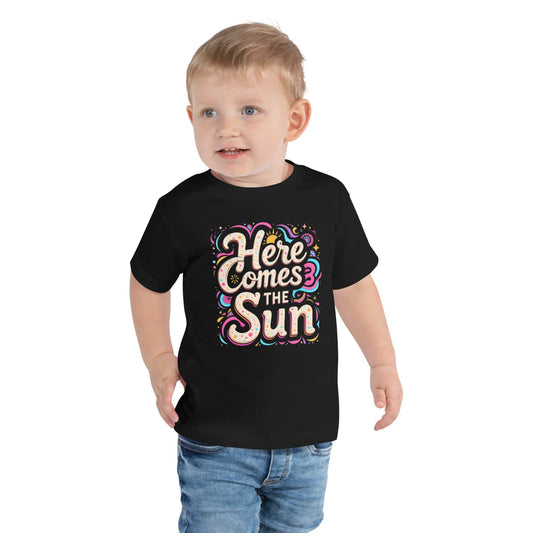 Here Comes The Sun Kids T-Shirt – Retro Summer Graphic Tee for Boys & Girls | ccanvas - T-Shirt (Kids Collection) | Ccanvas