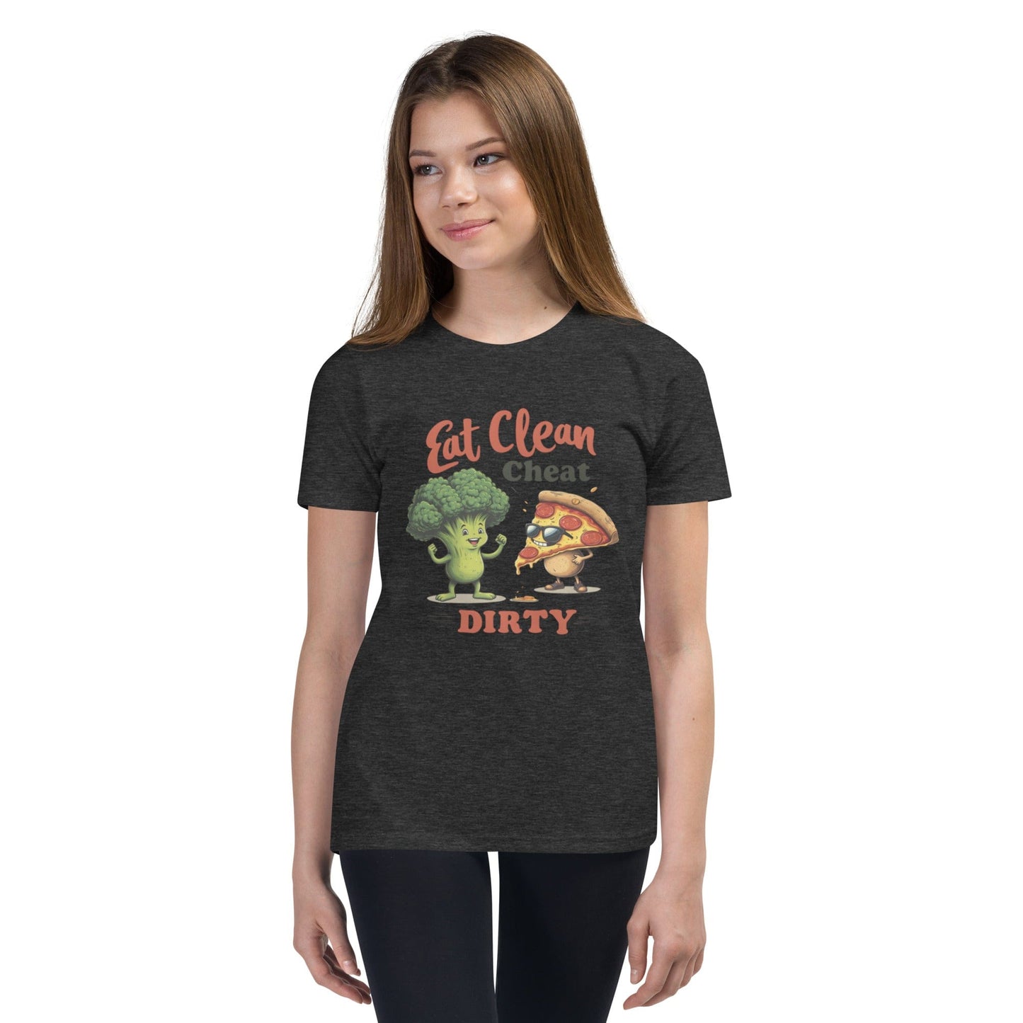 Eat Clean Cheat Dirty T-Shirt for Women – Funny Broccoli & Pizza Gym Life Tee | ccanvas - Women’s T-Shirts | Ccanvas