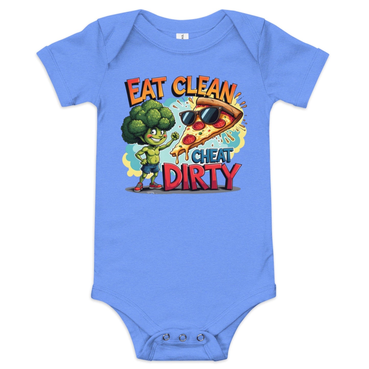 Eat Clean Cheat Dirty Baby Onesie - Funny Foodie Bodysuit | ccanvas - Baby Onesies & Bodysuit | Ccanvas