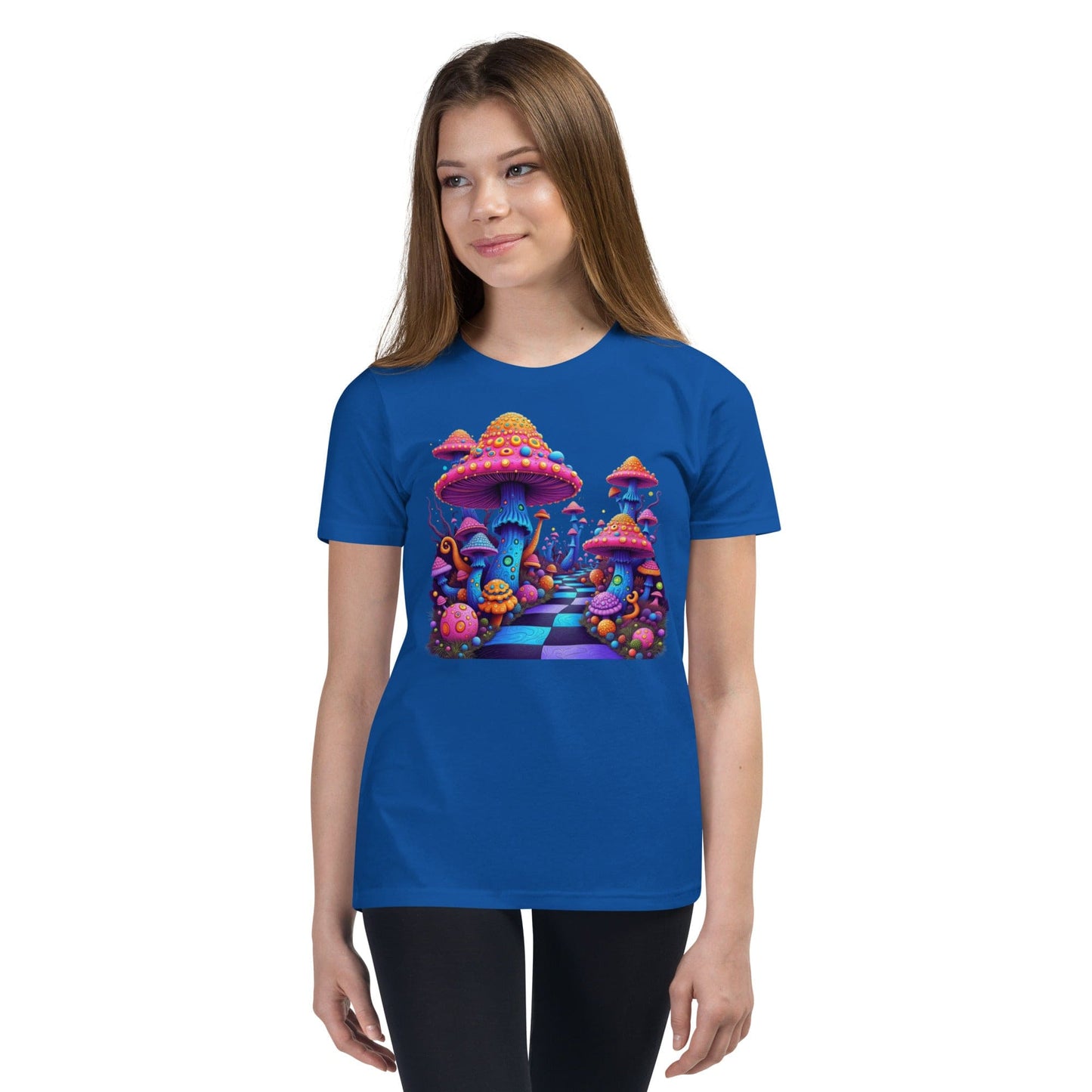 Fantasy Mushroom World Girls Graphic T-Shirt | ccanvas - Girls’ T-Shirts | Ccanvas