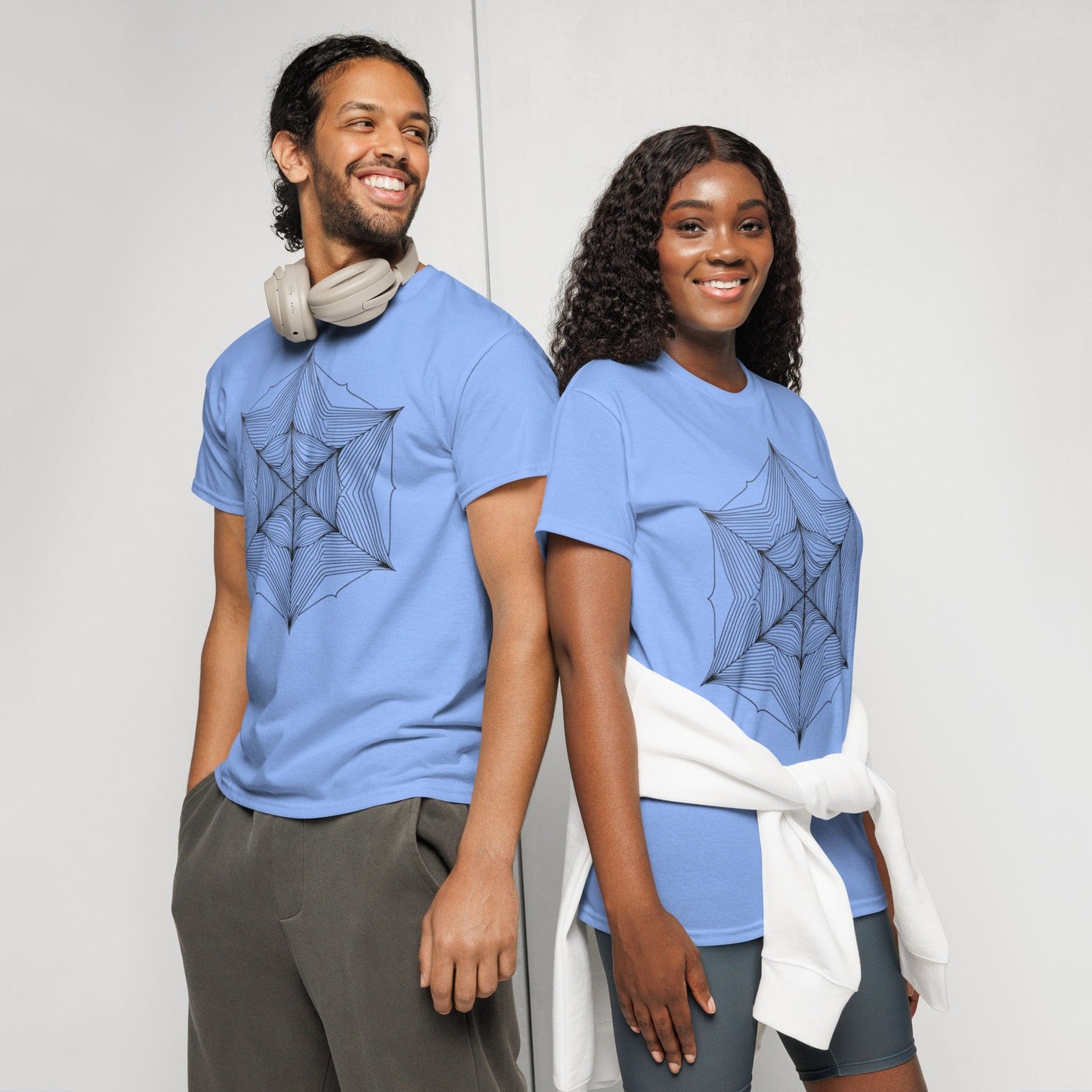 Geometric Illusion Web Tee – Minimalist Line Art Optical Shirt | ccanvas - t-shirt | Ccanvas