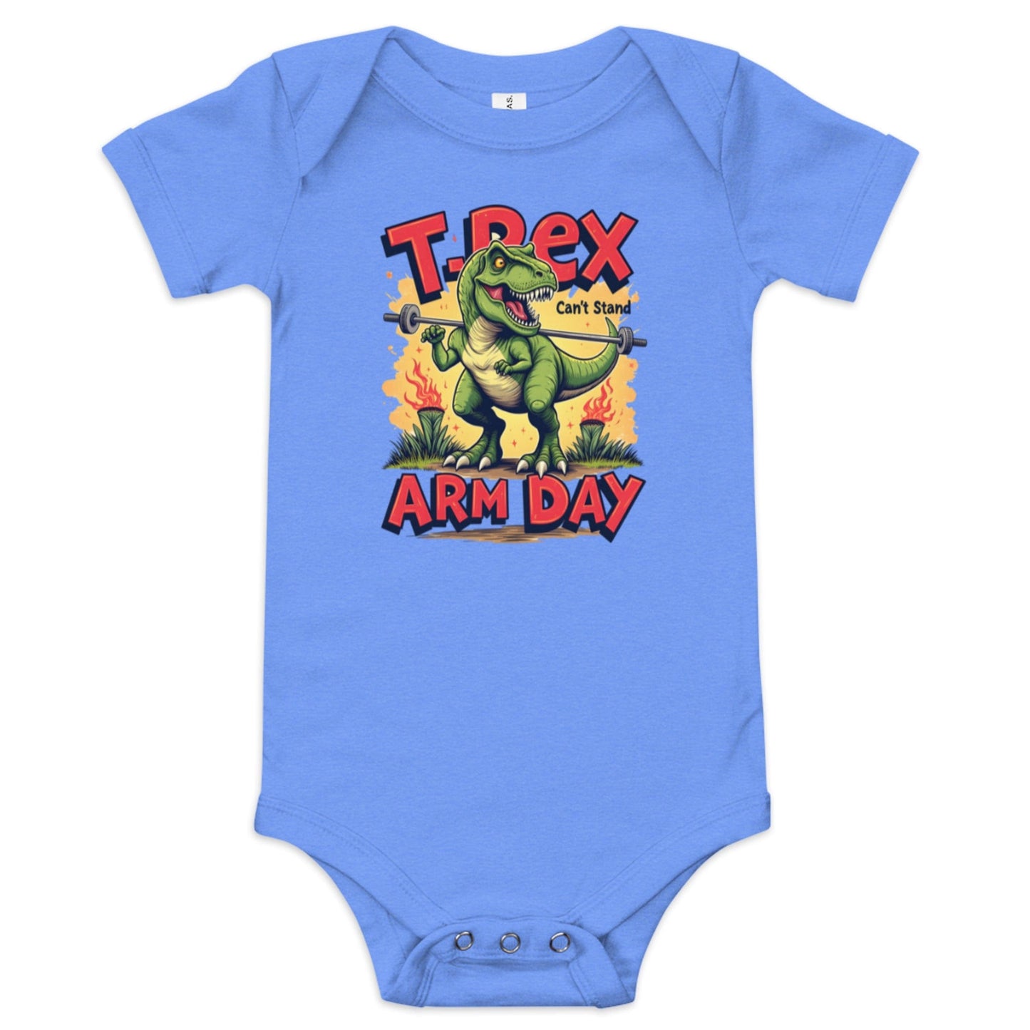 T - Rex Can’t Stand Arm Day Baby Onesie – Funny Dinosaur Baby Bodysuit | ccanvas - Baby Onesies | Ccanvas