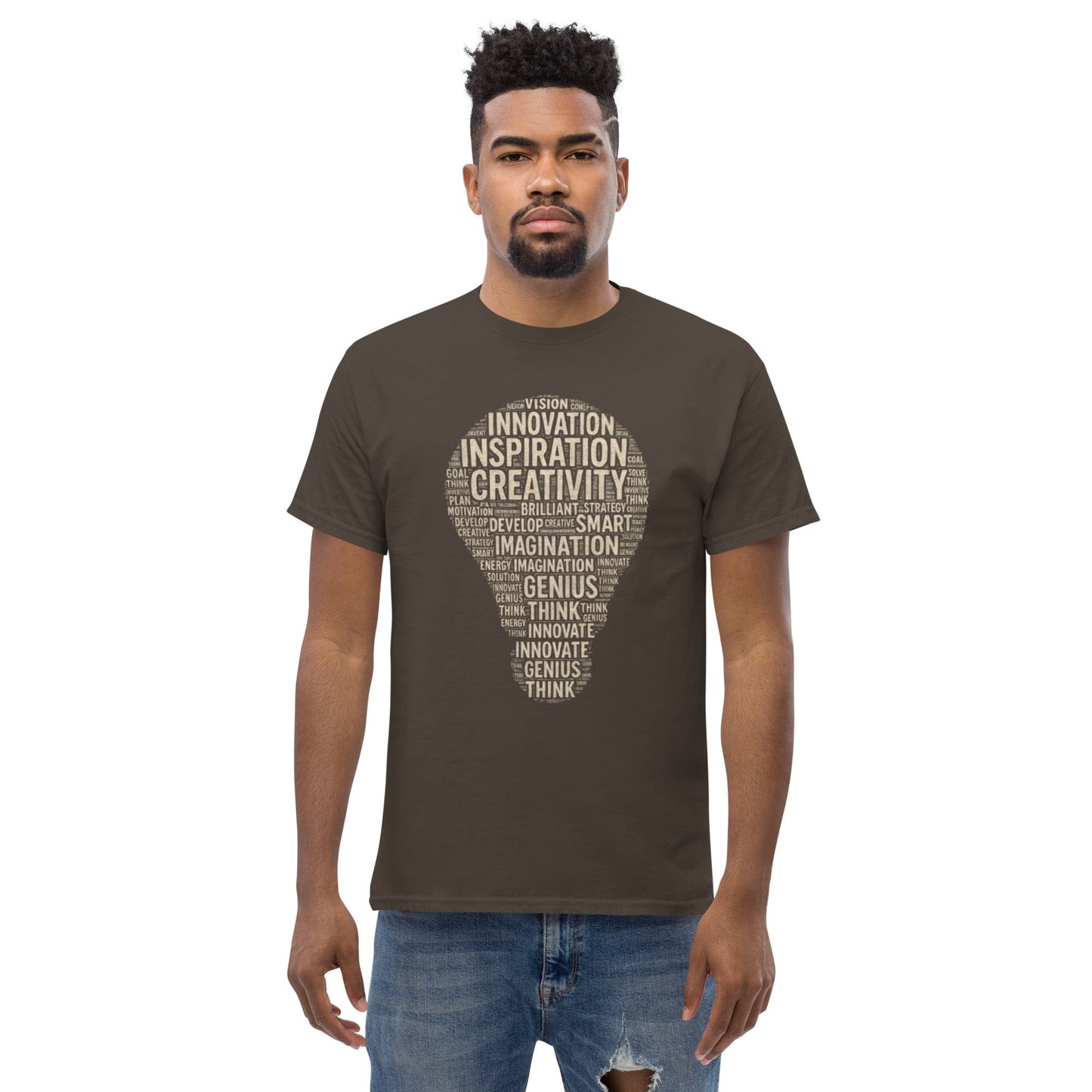 Lightbulb Word Cloud T-Shirt – Inspirational Typography Design for Creative Minds | ccanvas - T-Shirts | Ccanvas