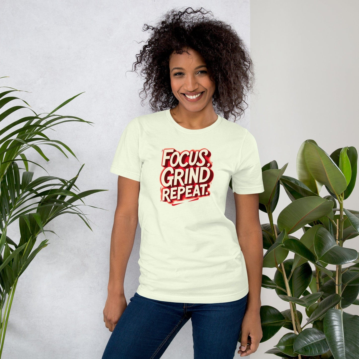 Focus Grind Repeat T-Shirt - Motivational Graphic Tee | ccanvas - Women’s T-Shirt | Ccanvas