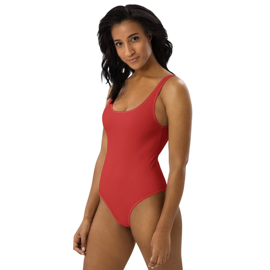 Classic Red One - Piece Swimsuit – Scoop Neck | ccanvas - Swimsuit | Ccanvas