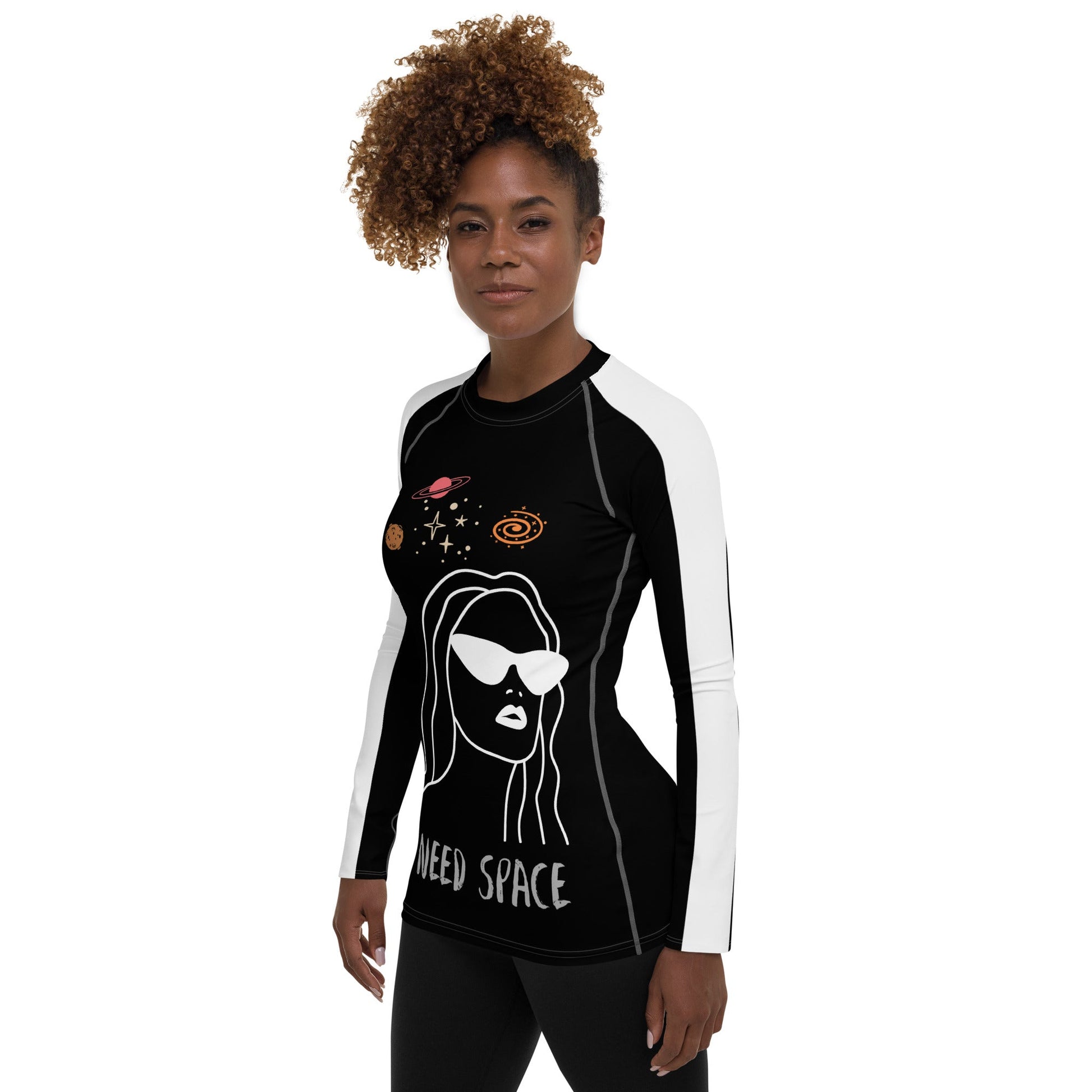 Women’s Cosmic Graphic Long Sleeve Tee – Futuristic Streetwear Essential | ccanvas - T-Shirt | Ccanvas