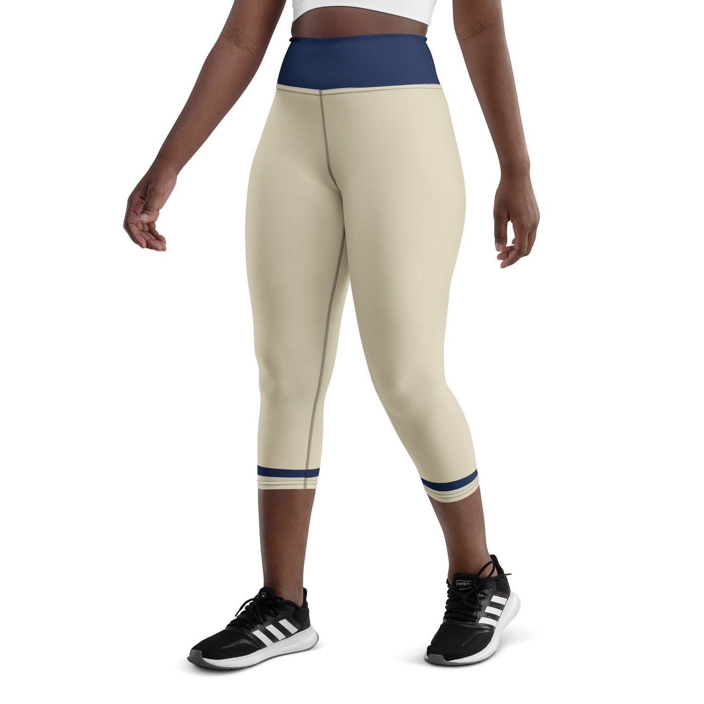 High Waist Contour Leggings – Cream & Navy Contrast | ccanvas - Leggings | Ccanvas
