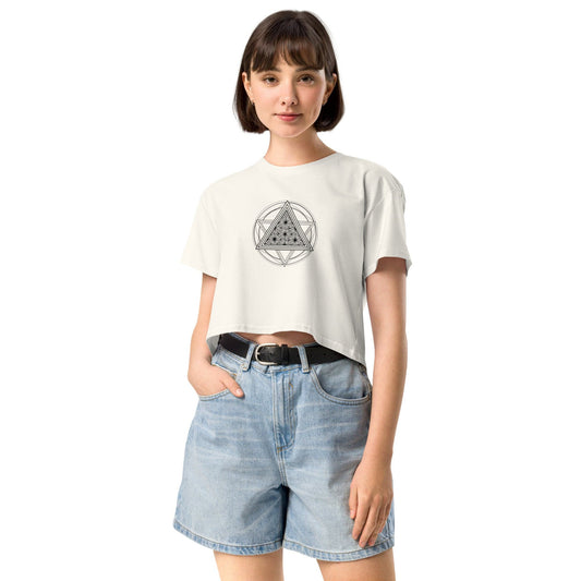 Merkaba Energy Crop Top - Sacred Geometry Star Tetrahedron Tee | ccanvas - Women’s T-Shirt | Ccanvas