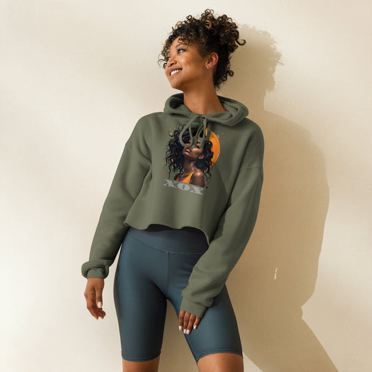 XOX Afro Queen Cropped Hoodie – Bold Art Hoodie for Women | ccanvas - Hoodies (Female – Cropped) | Ccanvas