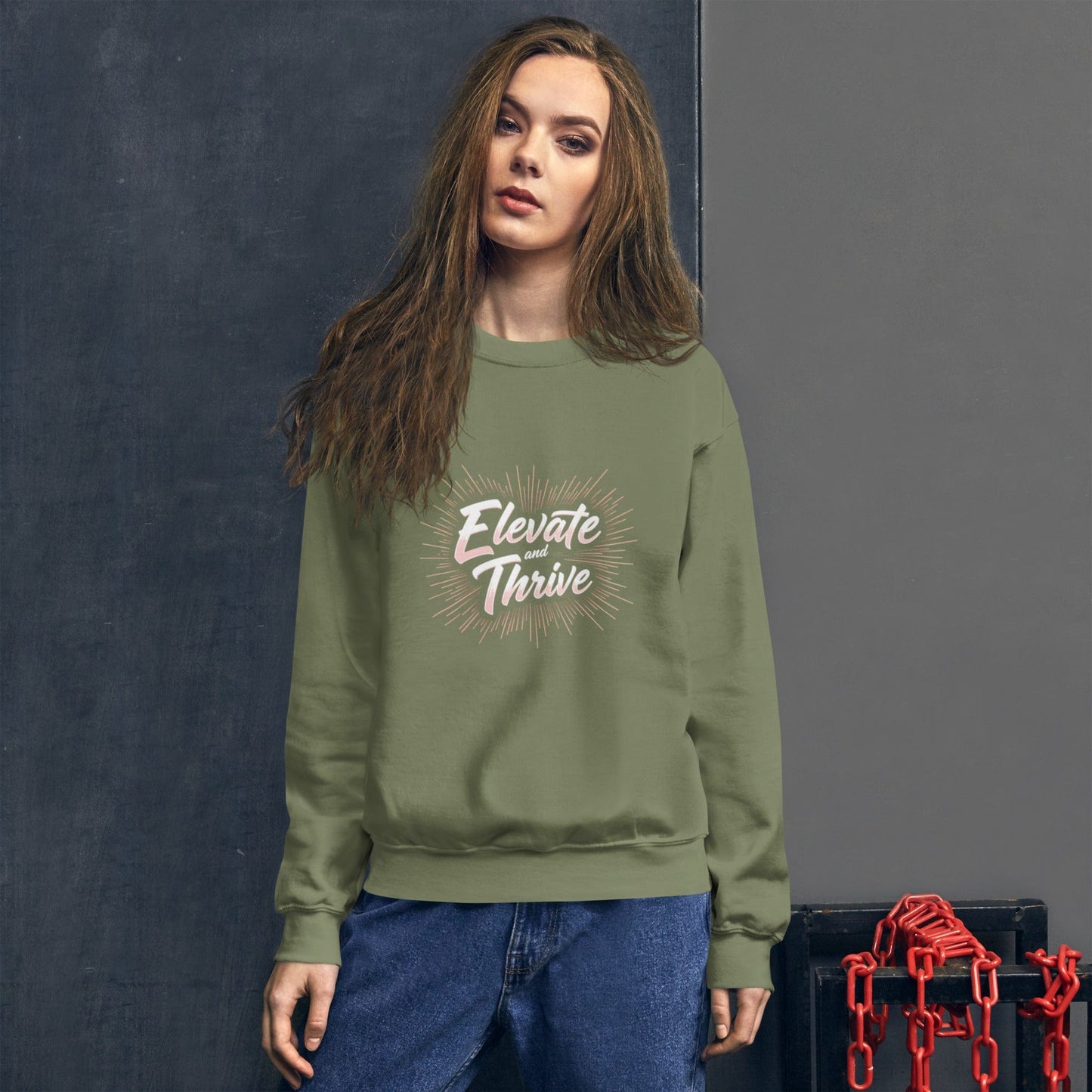 Elevate and Thrive Sweatshirt Black – Motivational Quote Pullover for Women | ccanvas - Sweatshirt | Ccanvas